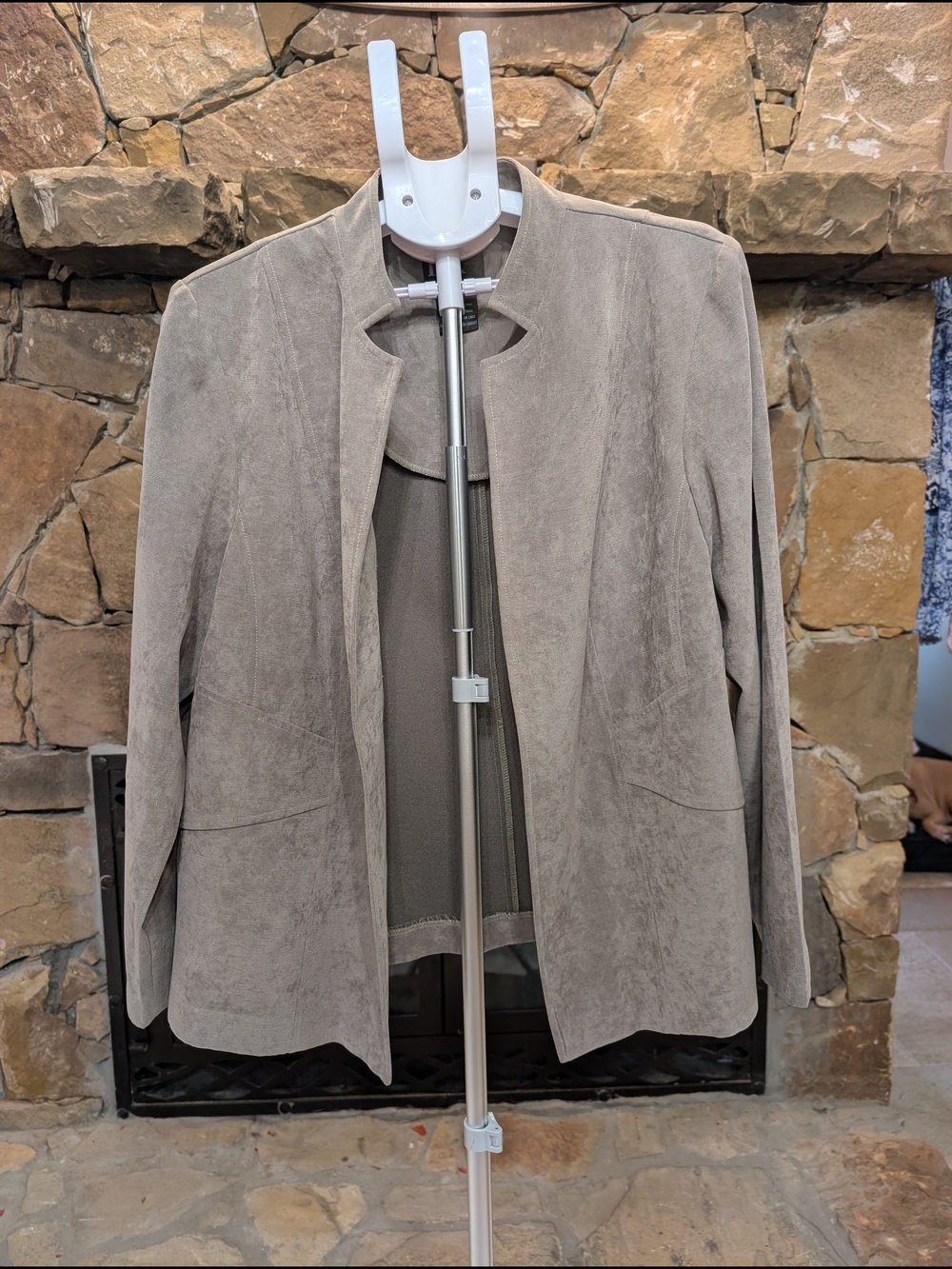 R&K Originals Suede Open-Front Jacket - Taupe, Vintage, Size 18W